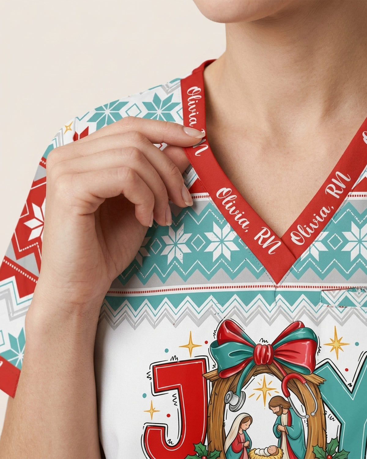 Personalized Text Joy To The World Jesus Christmas Gift For Nurse Top
