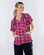 Swirling Hearts Valentine Medical Scrub Top