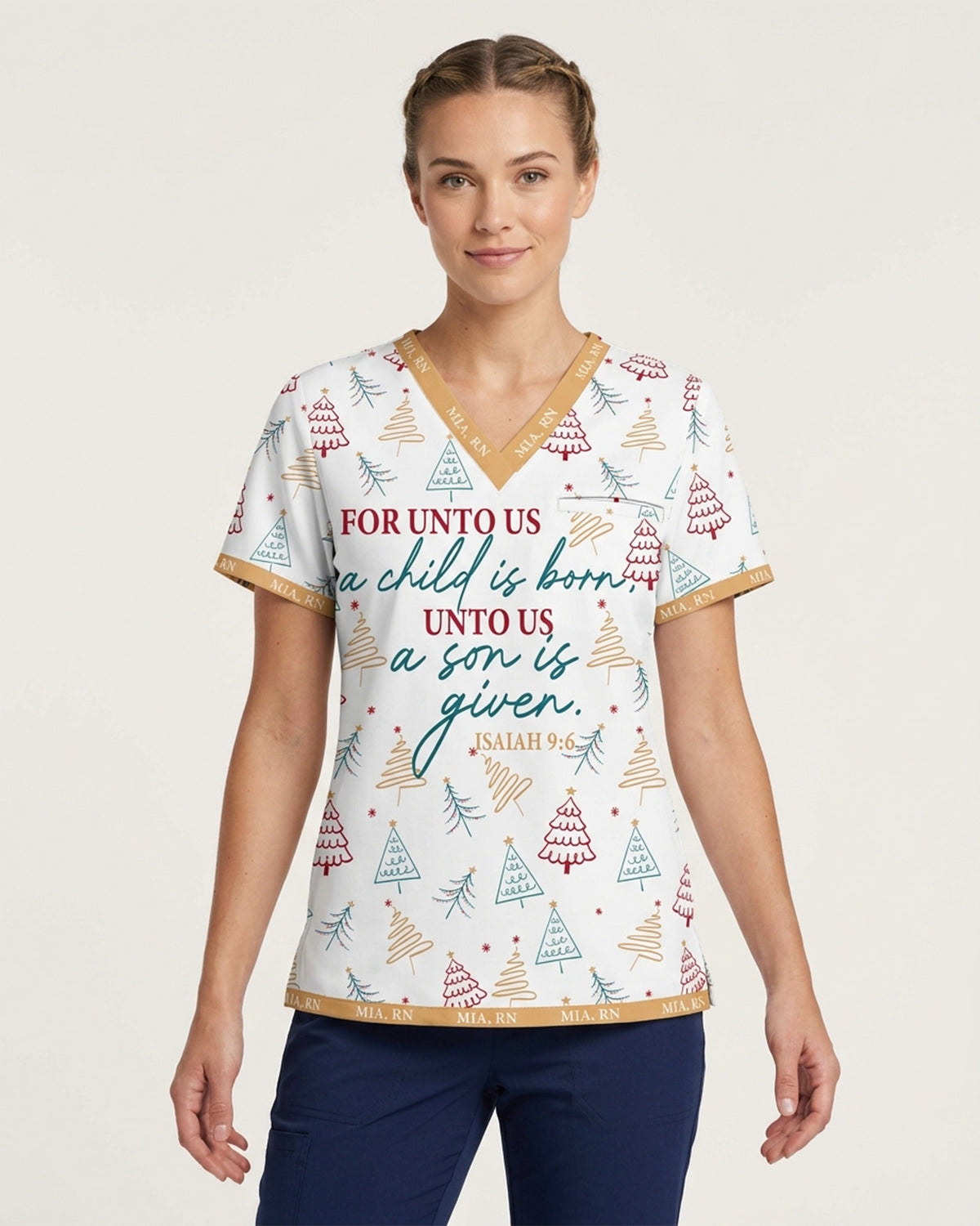 Personalized Name For Unto Us A Child Is Born Unto Us A Son Is Given Christmas Gift For Nurse Top