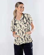 Charming Border Collie Dog Valentine Medical Scrub Top