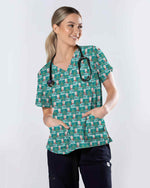 Christmas Nurse Snowman Scrub Top