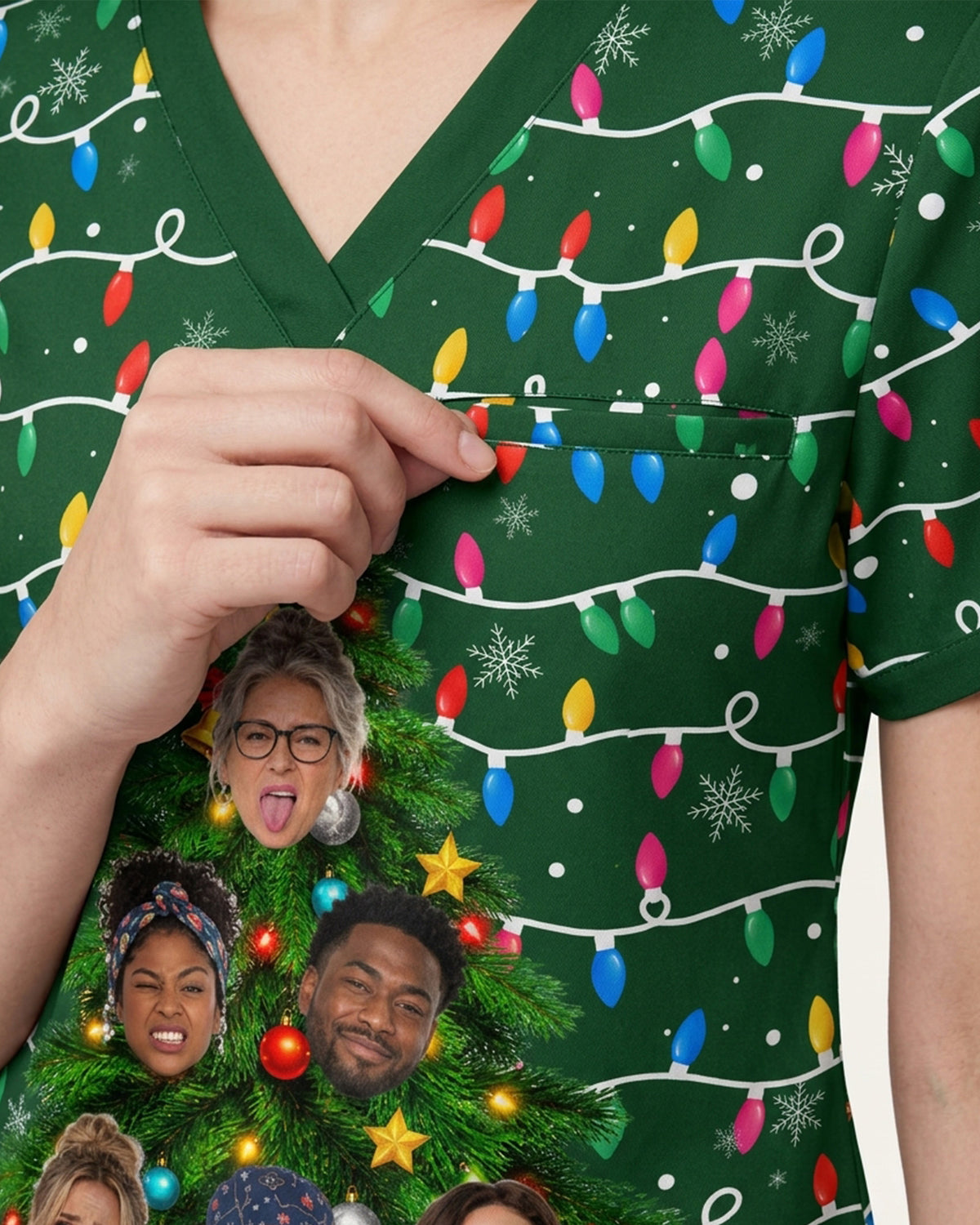 Personalized Photo Night Shift Crew Christmas Tree Funny Gift For Nurse Coworker Top