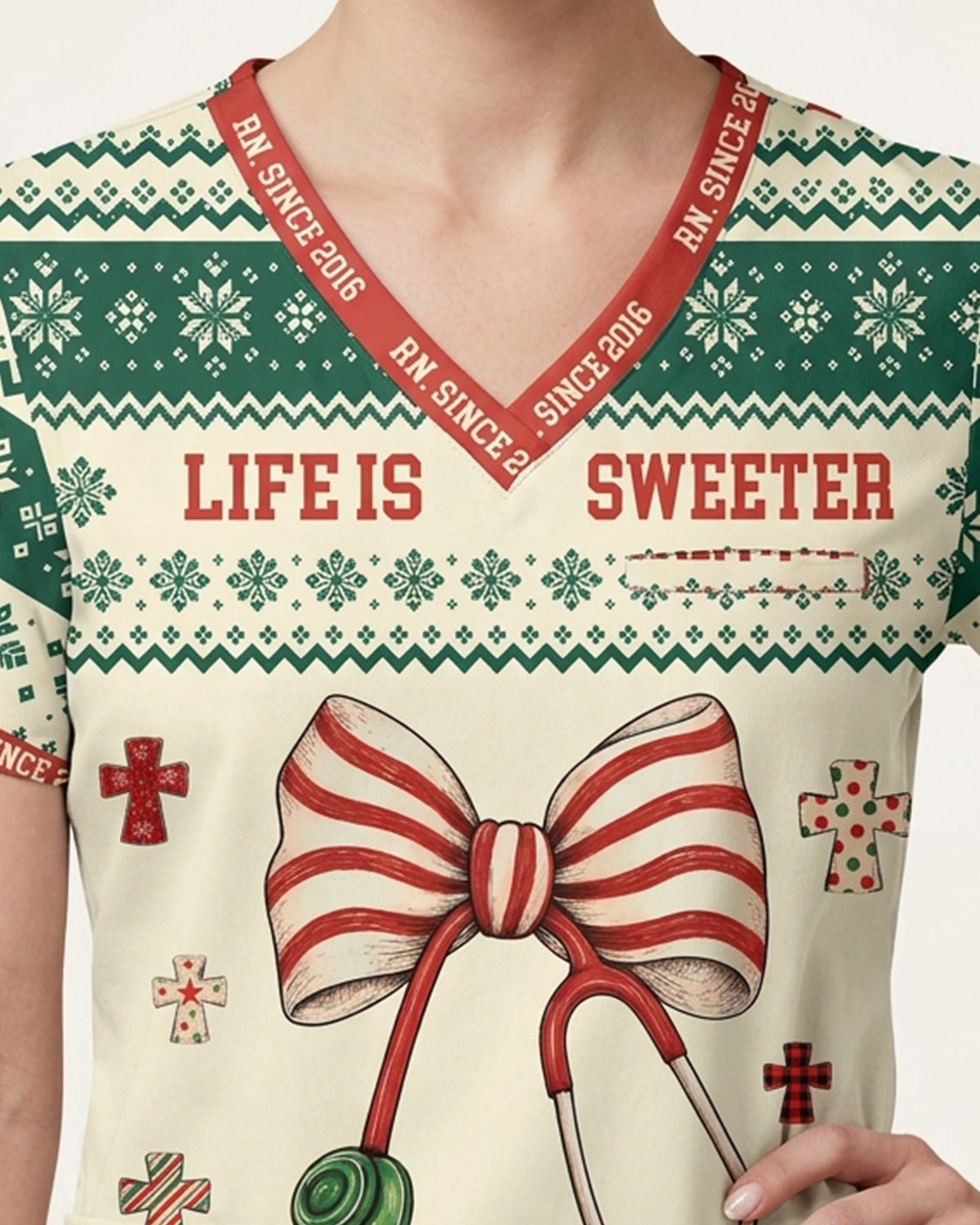 Personalized Job Title And Year Life Is Sweeter With Jesus Christian Christmas Gift For Nurse Top