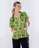 Green Sea Turtle Dot Art Medical Scrub Top