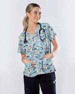 Cute Seagull Crew Medical Nursing Scrub Top