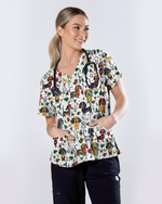 Dachshund Christmas Holiday Nursing Scrub Top