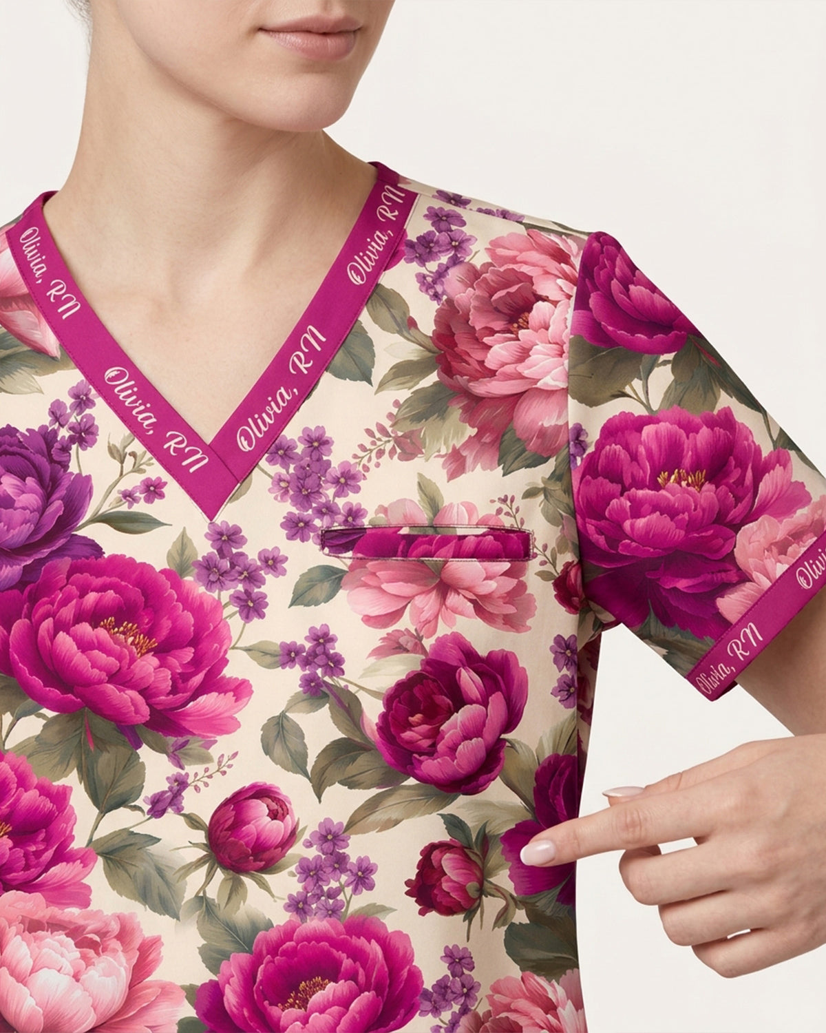 Personalized Text Floral Pattern Gift For Nurse Top