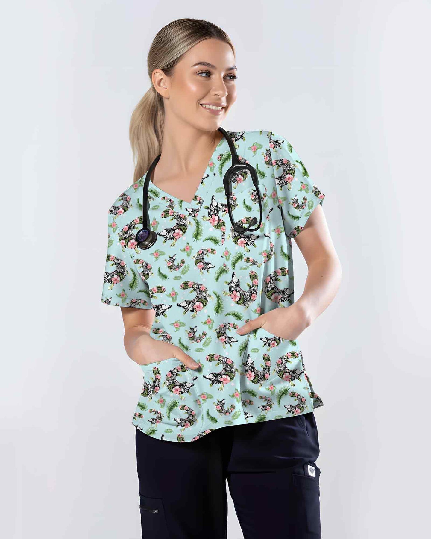 Platypus Tropical Floral Scrub Top