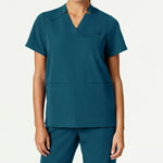 Women’s Classic Fit Notched V-Neck Scrub Top with 3 Pockets and Side Vents