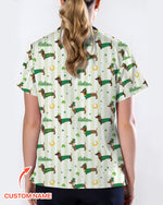 Lucky Dachshunds Patrick's Day Women Scrub Top