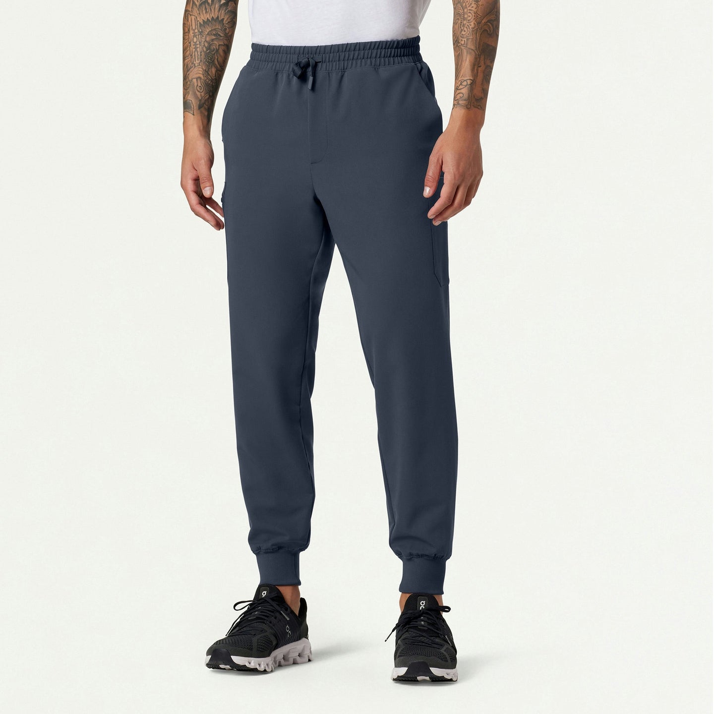 Men’s Classic Fit Utility Jogger Scrub Pants with 8 Pockets and Drawstring Waist