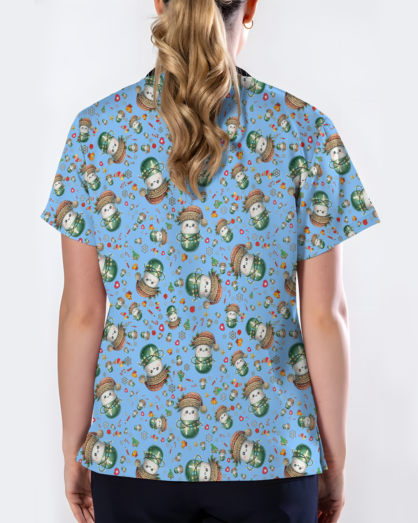 Cute Christmas Pill Capsule Nursing Scrub Top