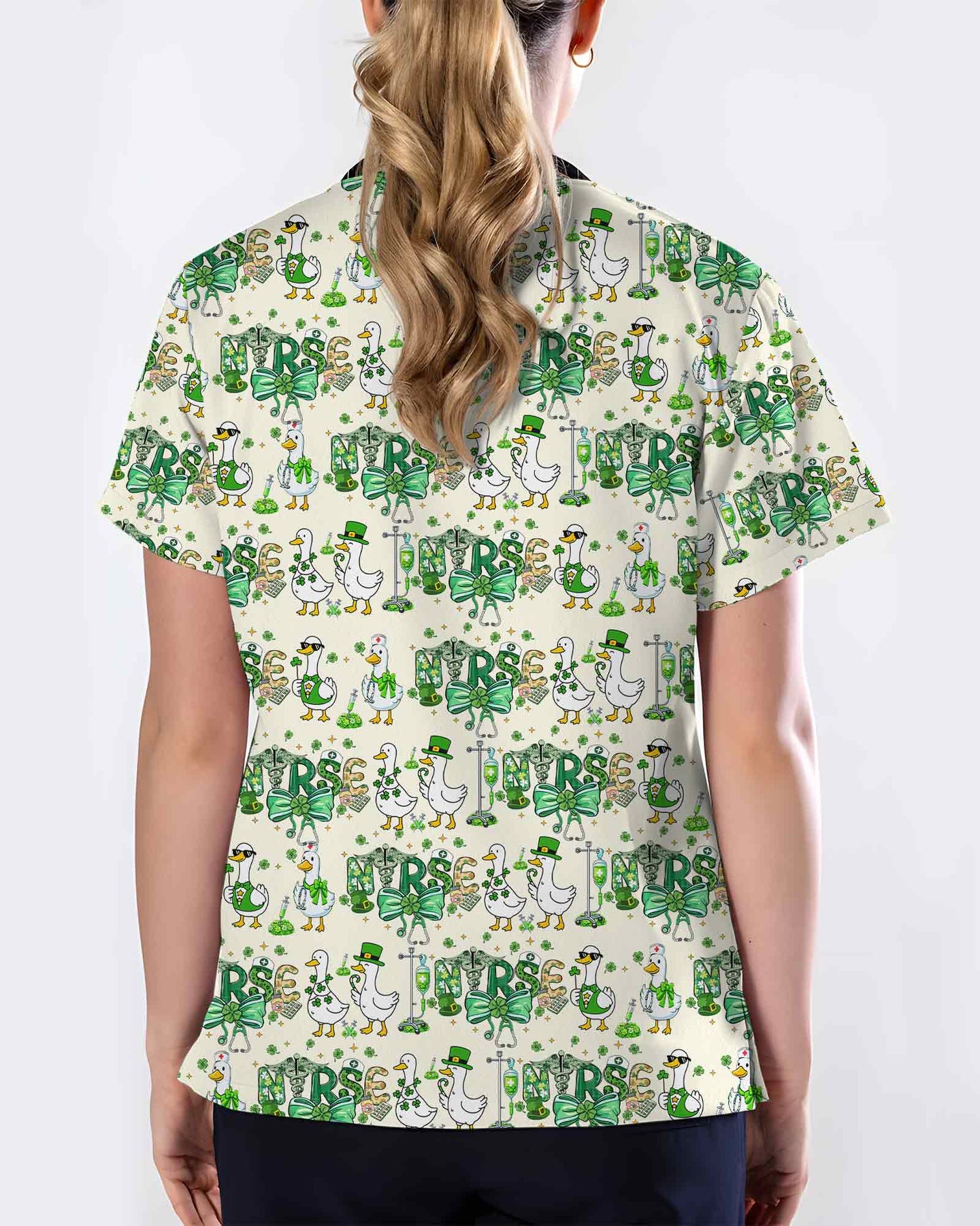 Lucky Goose Nurse Shamrock Scrub Top