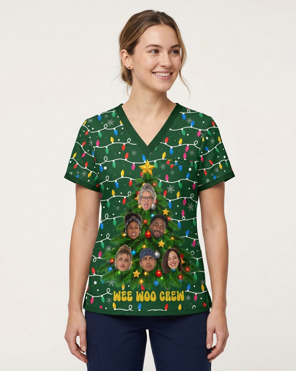 Personalized Photo Night Shift Crew Christmas Tree Funny Gift For Nurse Coworker Top