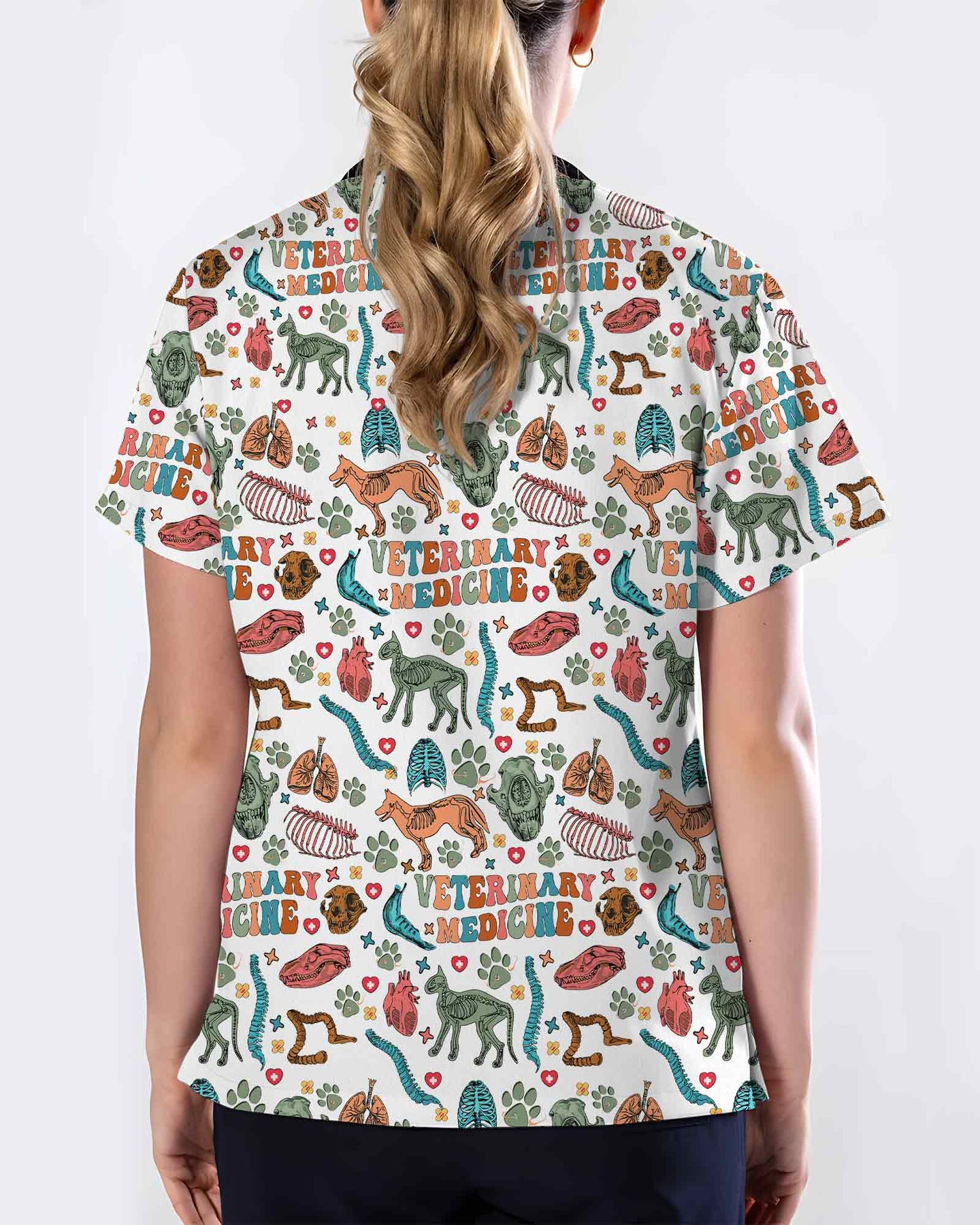 Retro Veterinary Medicine Anatomy Scrub Top