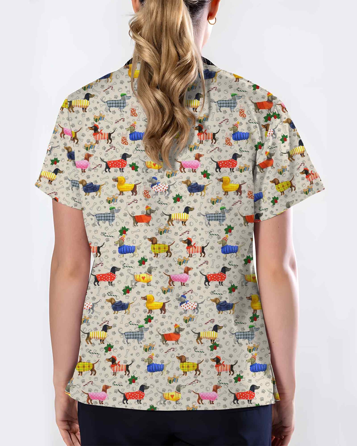 Colorful Dachshund Scrub Top
