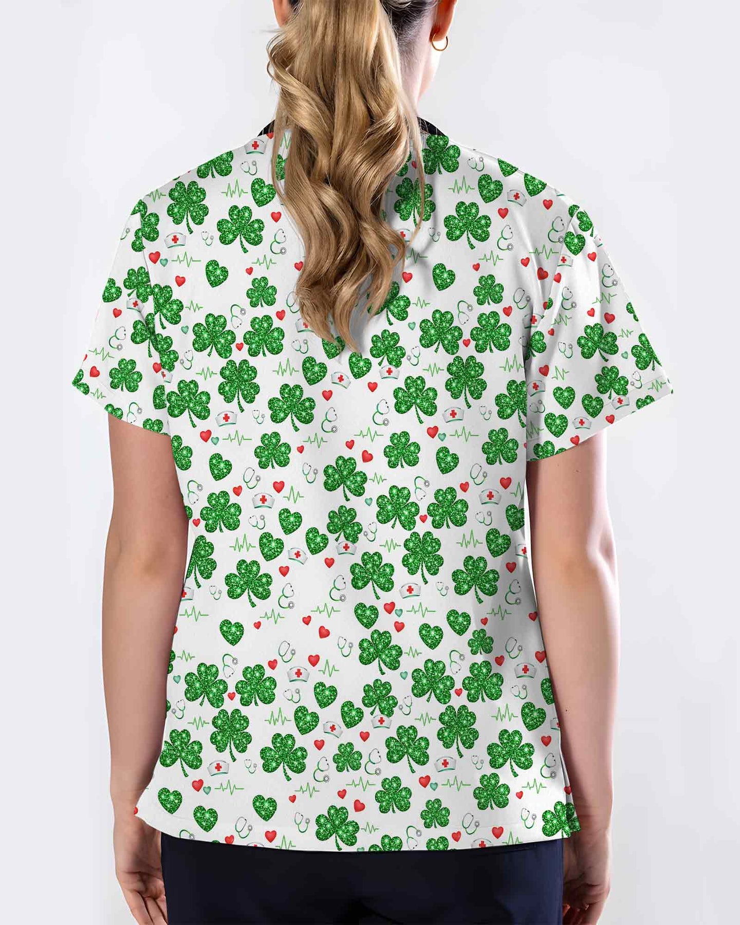 Lucky Clover St. Patrick's Day Scrub Top