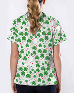 Lucky Clover St. Patrick's Day Scrub Top