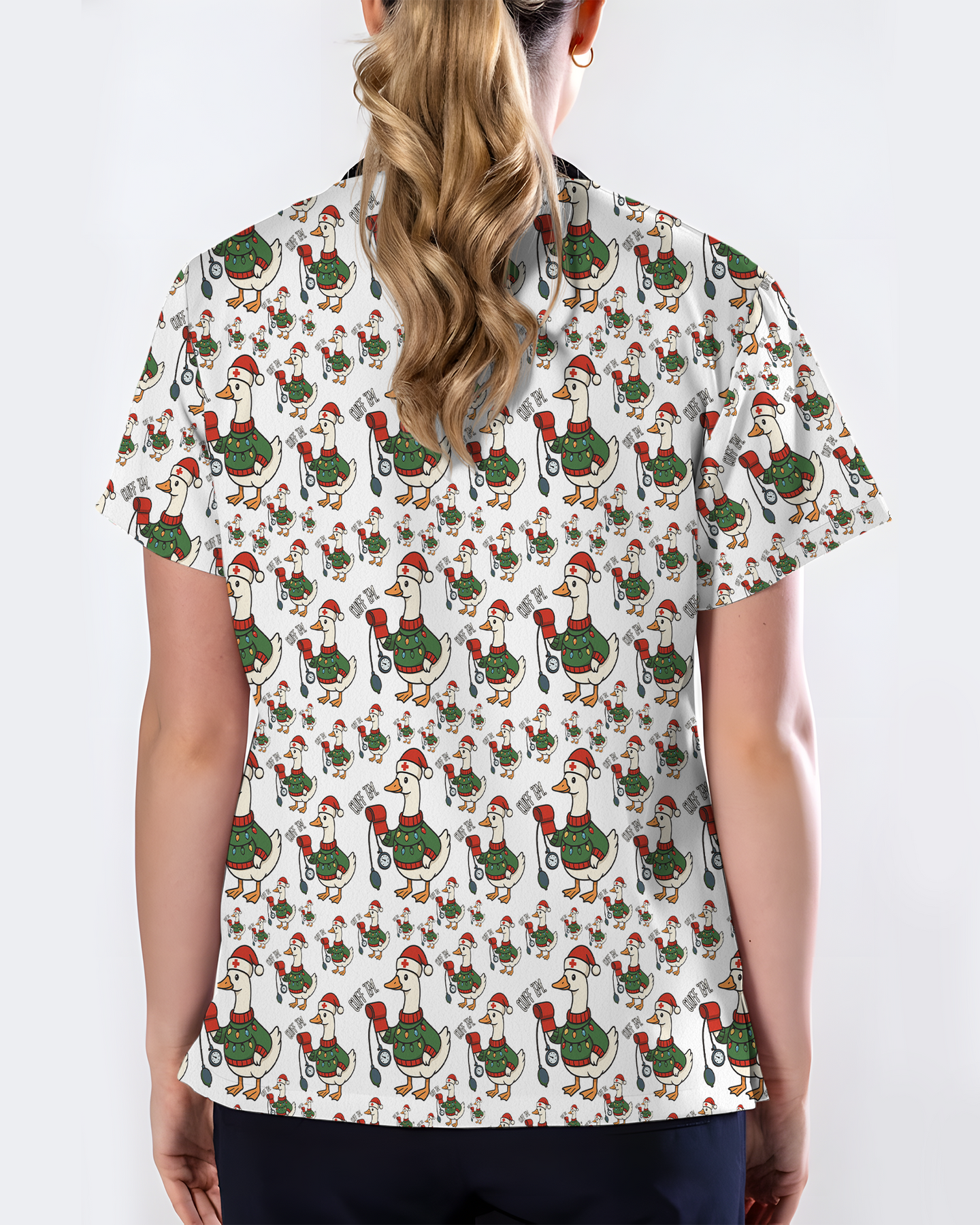 Funny Christmas Goose Holiday Nurse Scrub Top