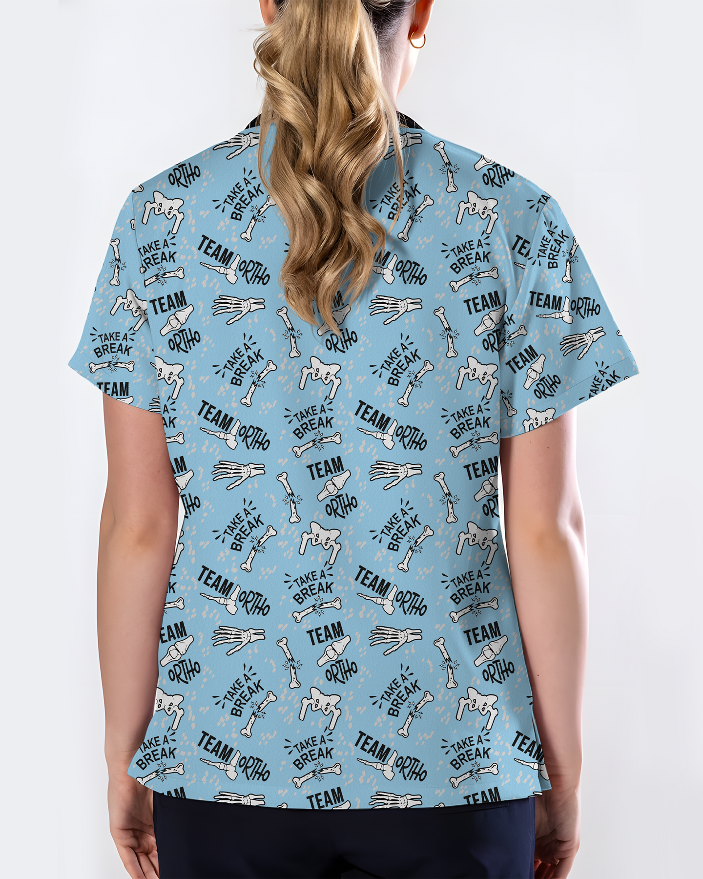 Team Ortho Bone Fracture Funny Nurse Scrub Top