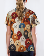 Adorable Colorful Poodles All Over Medical Scrub Top