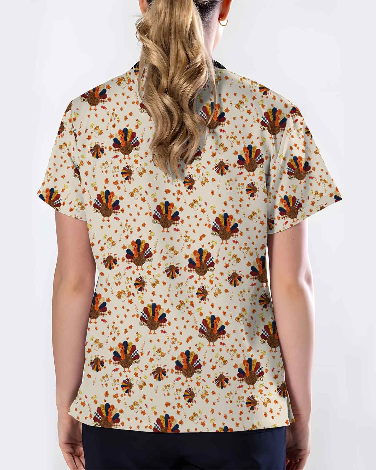 Thanksgiving Turkey Fall Scrub Top