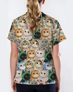 Cute Babushka Cat Headscarf Nurse Scrub Top