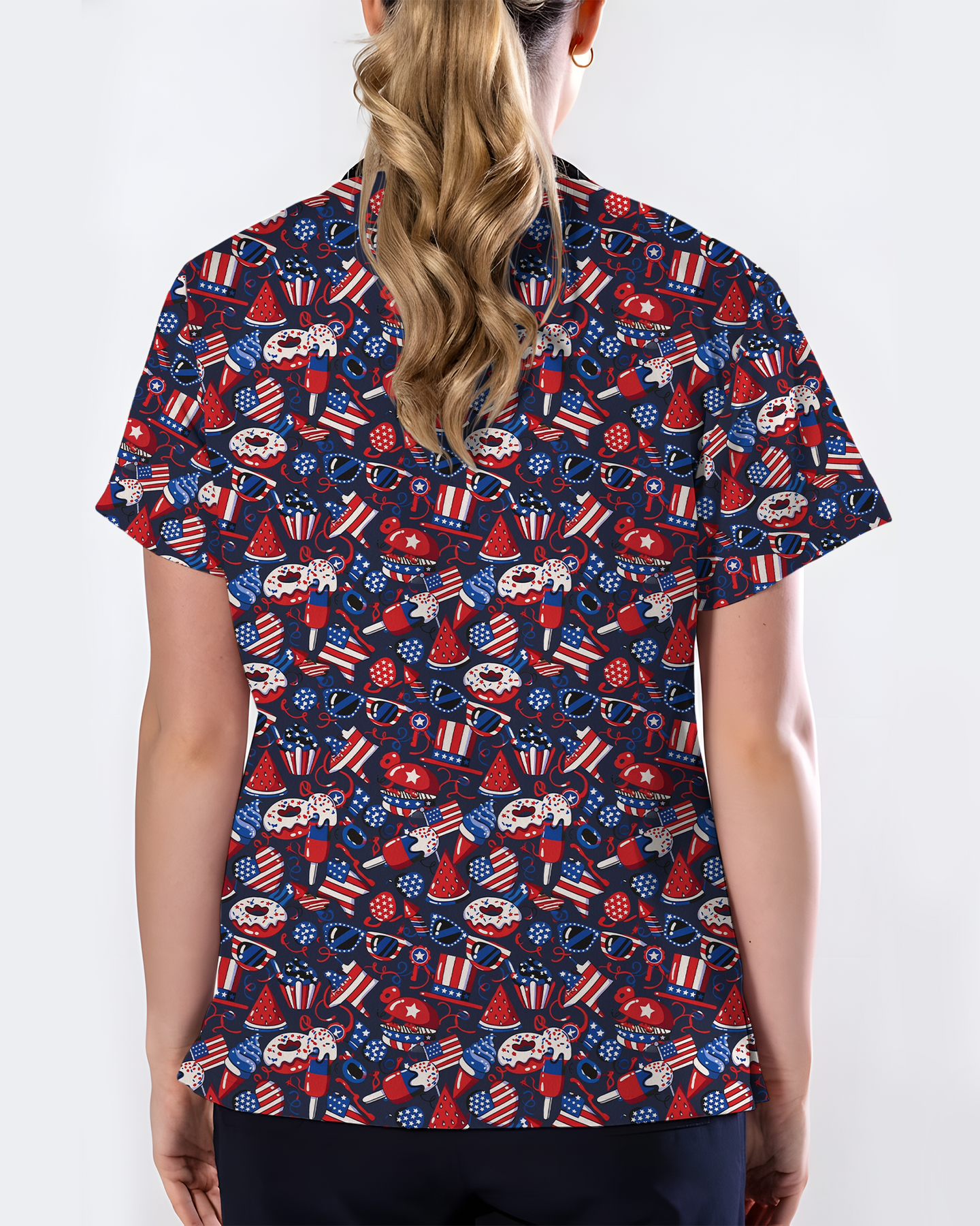 Patriotic Summer Treats Nursing Scrub Top