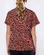 Charming Leopard Heart Scrub Top