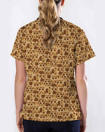 Brown Cute Dog Pill Capsule Scrub Top