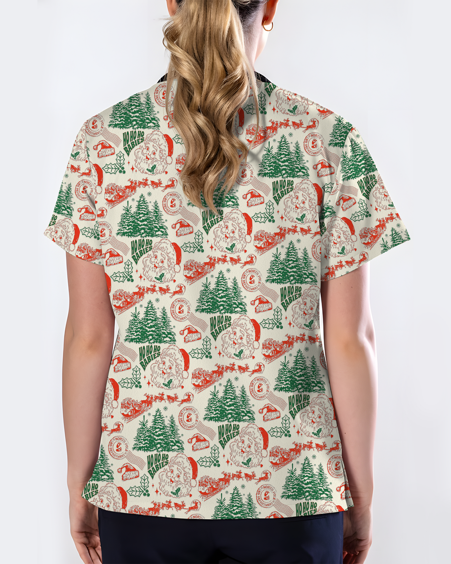 Funny Ho Ho Ho Babies Christmas Scrub Top