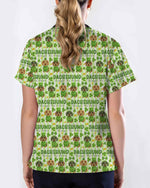 Green Lucky Dachshund  Scrub Top