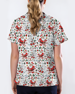 Santa and Polar Bear Christmas Holiday Nursing Scrub Top