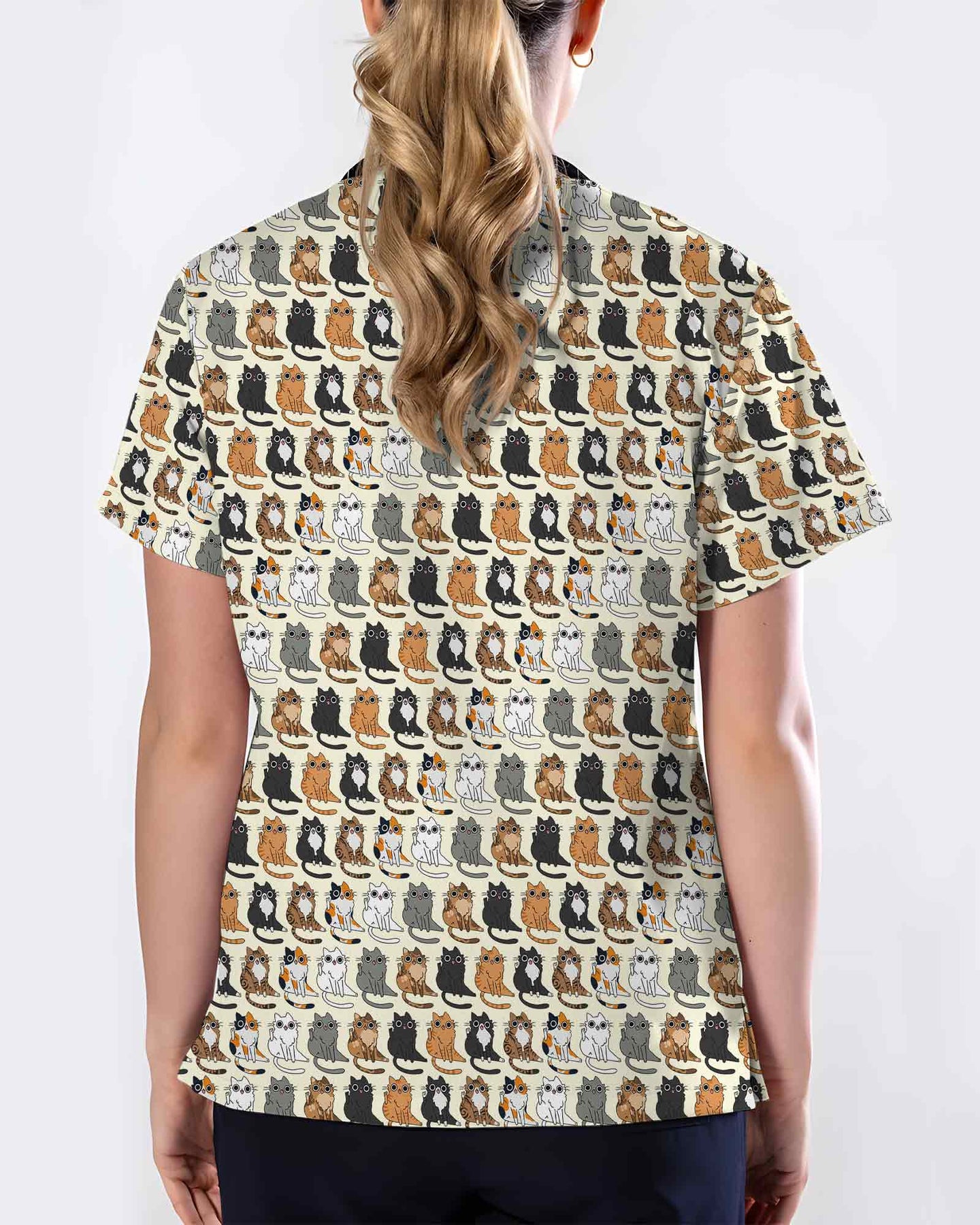 Sitting Cats Cat Lover Scrub Top