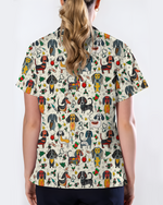 Dachshund Christmas Holiday Nursing Scrub Top