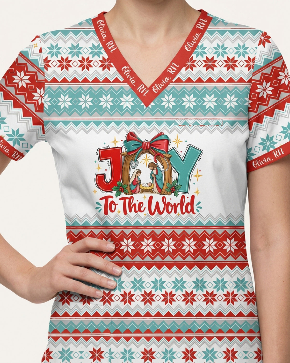 Personalized Text Joy To The World Jesus Christmas Gift For Nurse Top