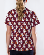 Spooky Cute Ghost Nurse Halloween Scrub Top