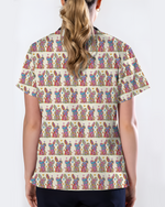 Vibrant Tie Dye Floral Bunny Healthcare Scrub Top