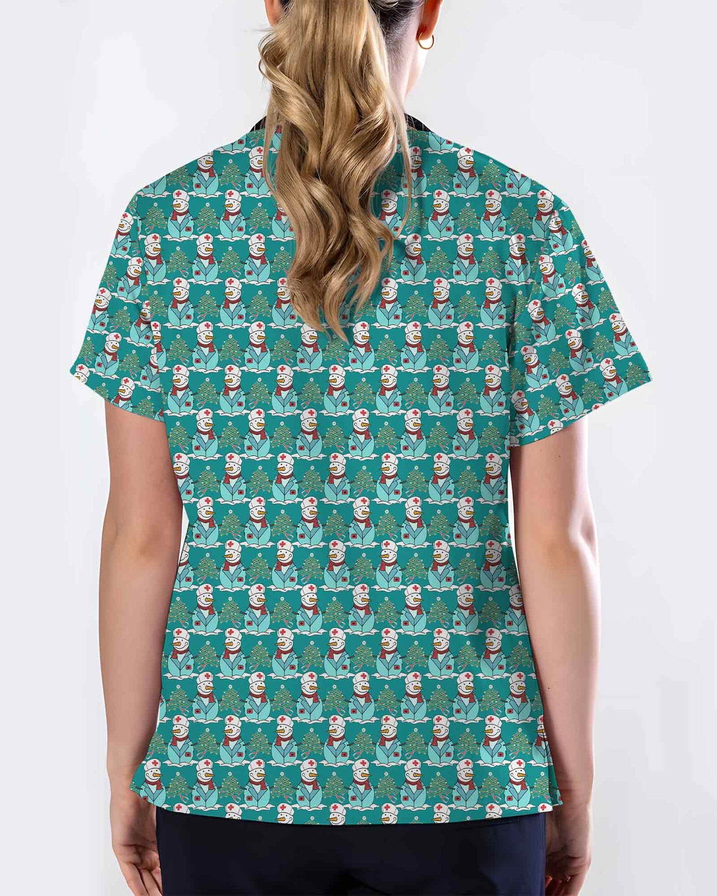 Christmas Nurse Snowman Scrub Top