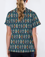 Funny Nutcracker Nurse Christmas Scrub Top