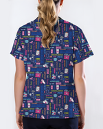 Navy Nurse Life Typography Doodle Cute Nurse Scrub Top