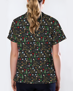 Cute Black Cat Christmas Medical Scrub Top