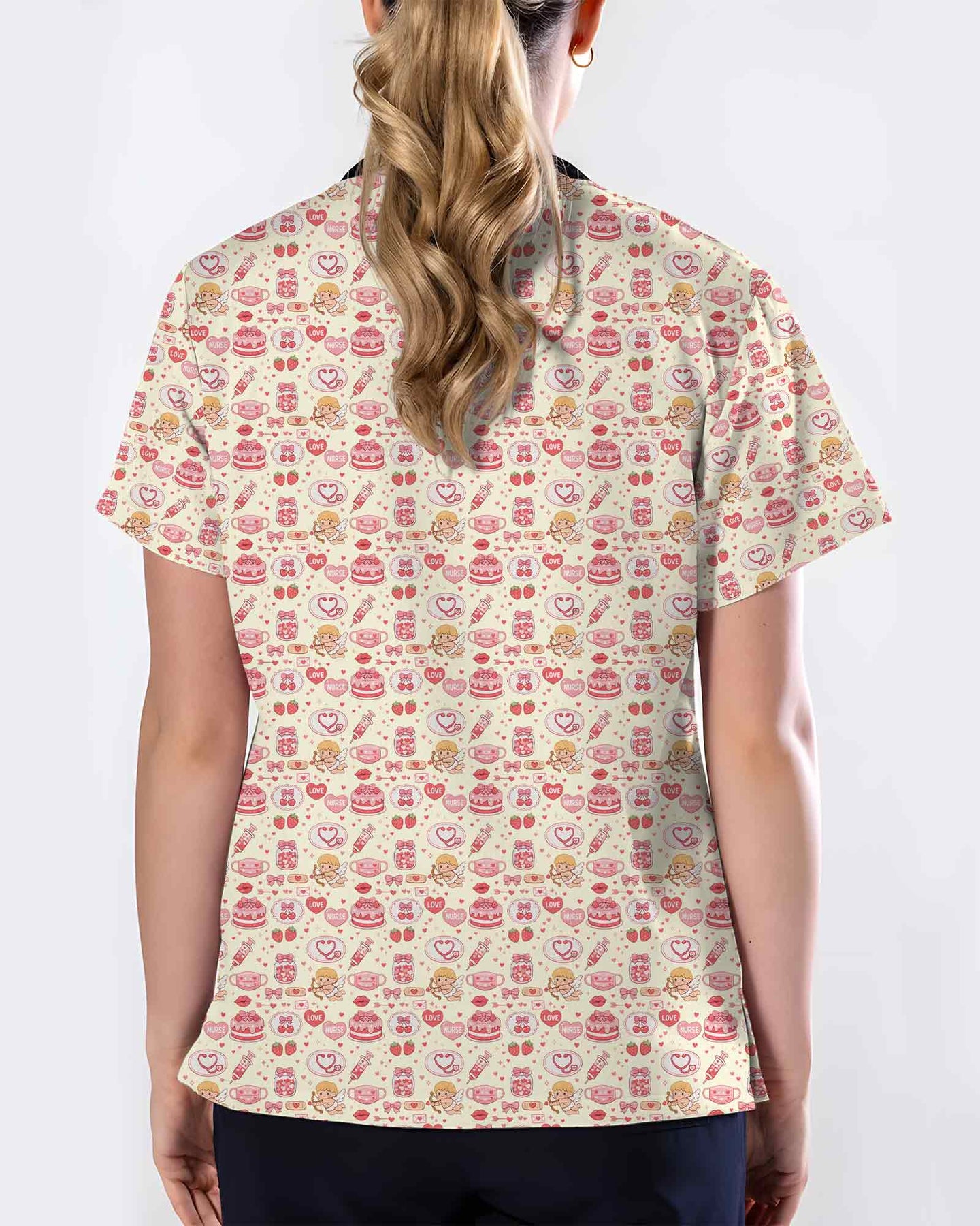 Sweet Cupid Cake Berry Valentine Scrub Top