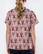 Knit Puppy Love Christmas Holiday Nursing Scrub Top