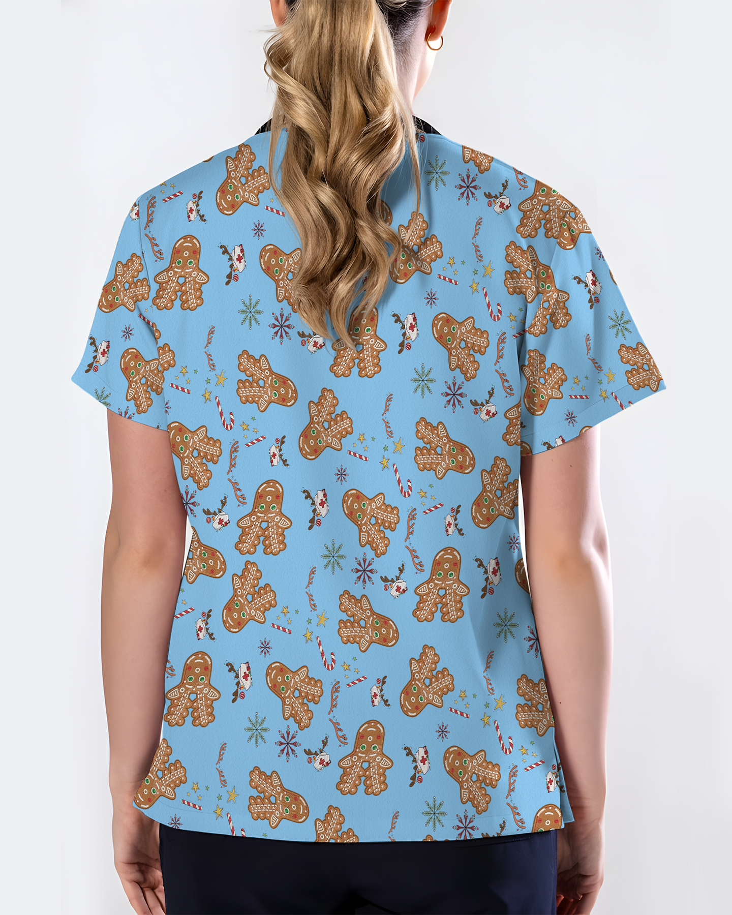 Cute Holiday Cookies Nurse Medical Scrub Top