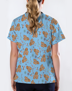 Cute Holiday Cookies Nurse Medical Scrub Top