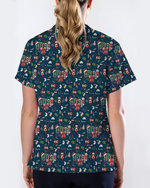 Buffalo Plaid Reindeer Christmas Nurse Scrub Top