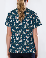 Cute Nurse Cat Christmas Medical Scrub Top