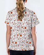 Spooky Cute Ghost Nurse Halloween Scrub Top