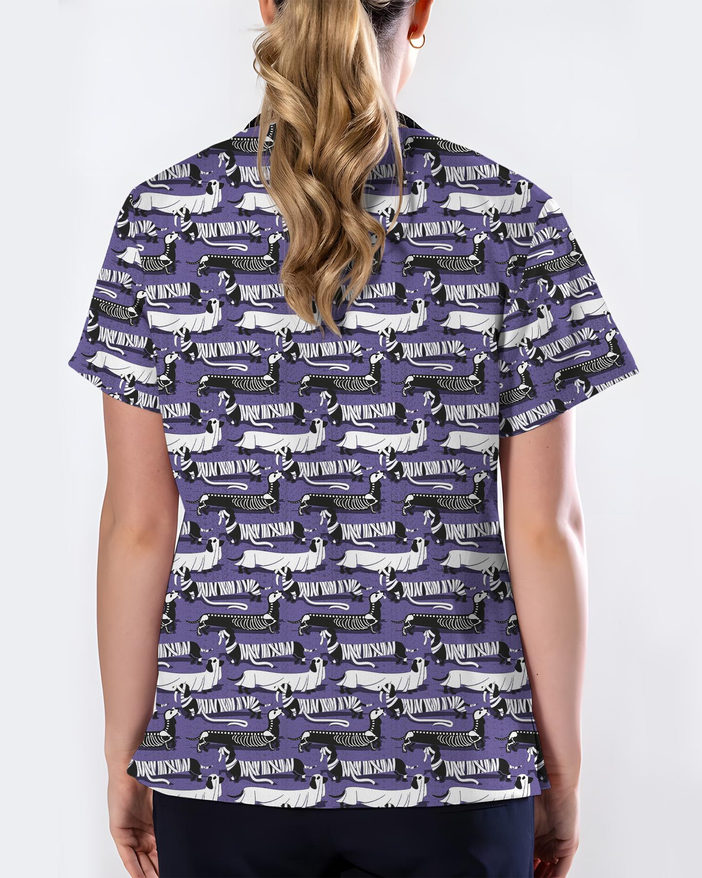 Adorable Mummy Wiener Dog Medical Scrub Top
